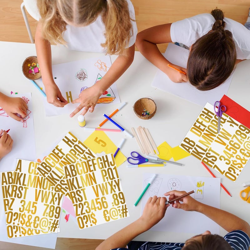 Metsyth Letter Stickers 15 Sheets 750 PCS Alphabet Number Stickers 2 Inch Vinyl Self Adhesive Stick on Letters for Water Bottles Scrapbooking Cup Mailbox Crafts Bulletin Board Classroom Decor(Gold) - Image 5